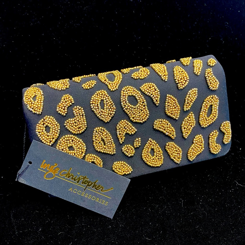 NEW! Inge Christopher Black Satin with Golden Beading